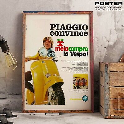 POSTER locandina Vintage Vespa 'Chi Vespa Mangia Le Mele' Manifesto Piaggio ART 