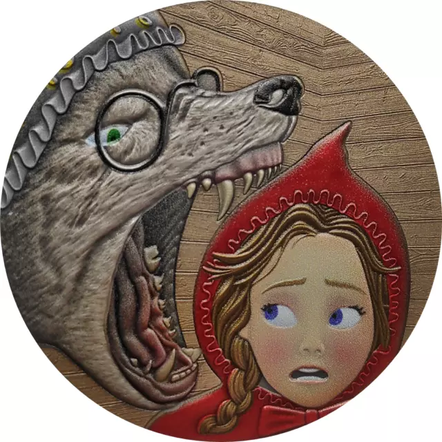 2022 Niue Little Red Riding Hood Coin 1 oz Silver Antiqued Fairy Tales