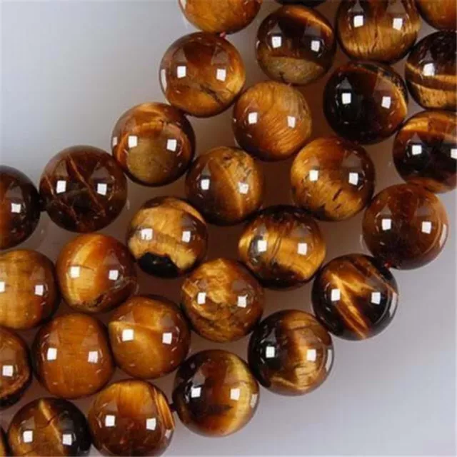 Natural 8mm African Roar Yellow Tiger's Eye Round Real Gems Loose Beads 15"