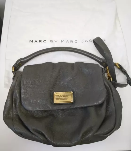 Marc by Marc Jacobs Lil Ukita Crossbody Shoulder Bag Gray Pebbled Leather