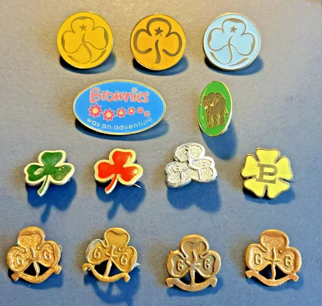 Girl Guides Brownies set of 13 different pin badges