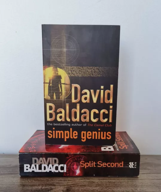 2 David Baldacci Paperback Books Simple Genius, Split Second Fiction Novels