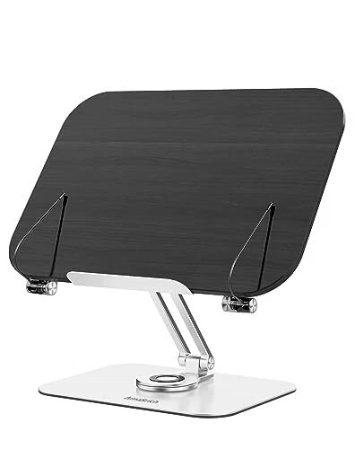 Book Holder Stand for Reading Hands Free, Adjustable with 360° Rotating Base