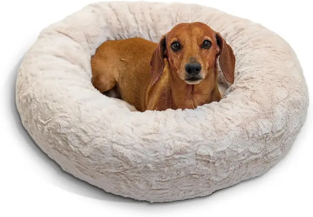 Best Friends by Sheri the Original Calming Donut Cat and Dog Bed in Lux Fur Oyst