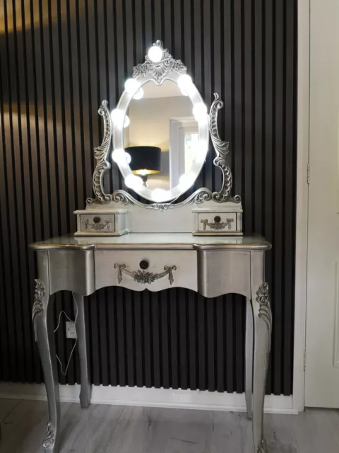 Toulouse Silver French Style Dressing table including fittedHollywood LED light