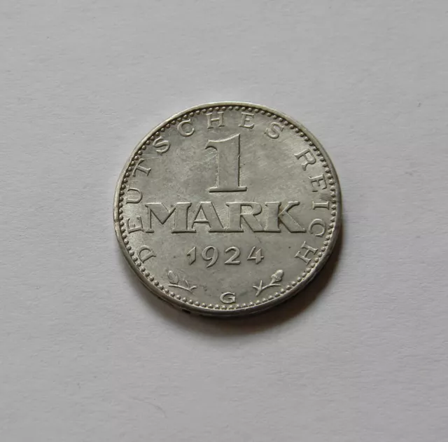 WEIMAR: 1 Mark 1924 G, J. 311, prägefrisch/fast stempelglanz, RAR !!