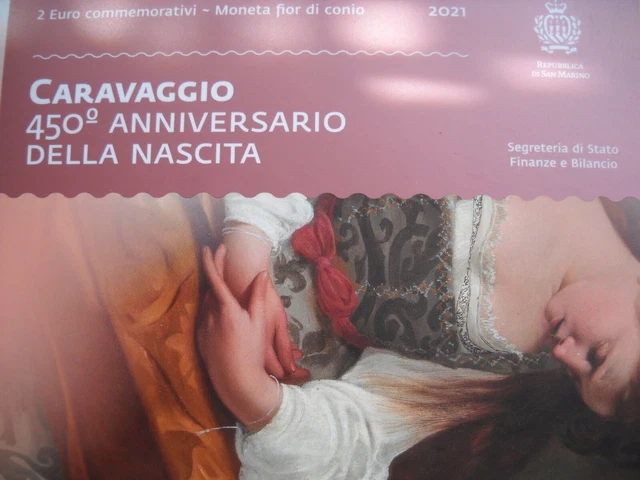 2 Euro SAN MARINO 2021 "450.Geburtstag CARAVAGGIO" Folder OHNE Gedenkmünze