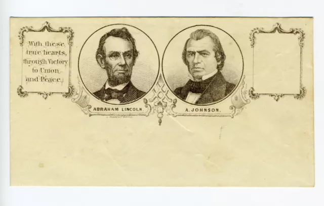Civil War Abraham Lincoln/Andrew Johnson 1864 Patriotic Cover Unused Envelope
