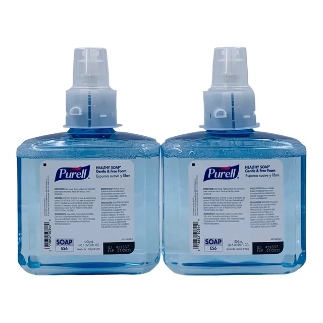 2 Refills Purel 6472-02 Healthy Soap Gentle & Free Foam 1200 mL Refill Exp.07/25
