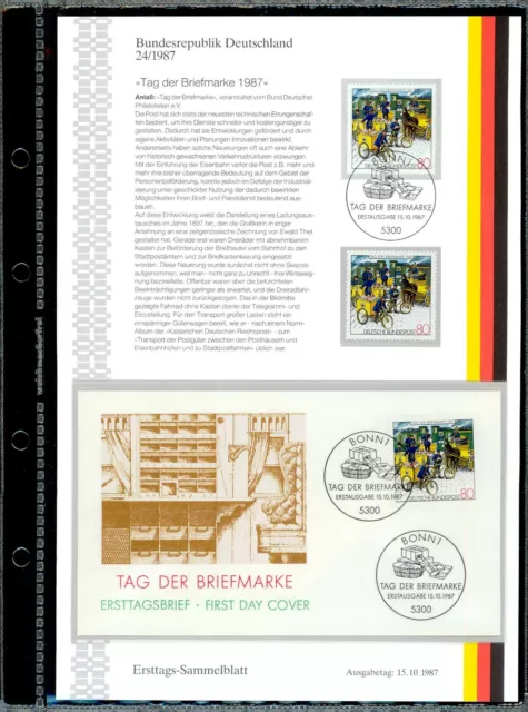 Brd Etsb 1987/24 Ersttags-Sammelblatt Tag Der Briefmarke Postbote Pferd Kutsche