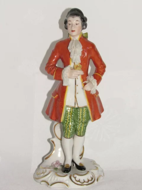 05F17 ANCIENNE FIGURINE PORCELAINE ALLEMANDE DRESDEN ART MARQUIS 19,5 cm SIGNÉE