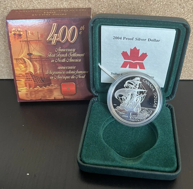 2004 Canada Proof Silver Dollar -400 Anniv First French Settlement North America
