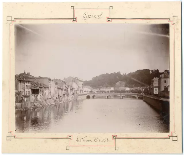 France, Epinal, les vieux quais, vue générale  vintage silver print Tirage a