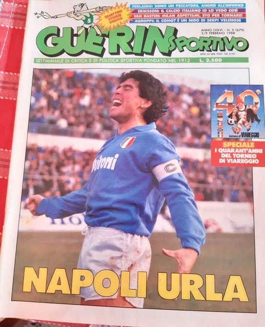 Poster Vintage : Diego Maradona Avec Naples Et Marco Van Basten Avec L'AC Milan En 1988 – Calendrier Collector Onze