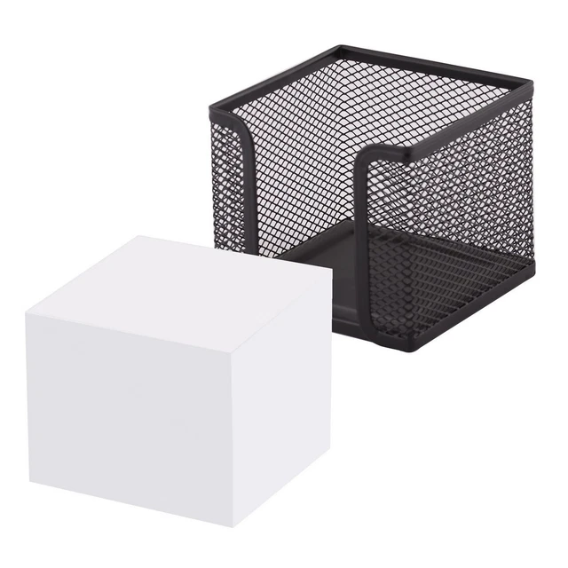 Haftnotizen Zettelbox aus Mesh Schwarz mit Zettelblock 700 Blatt 95x95x80 mm