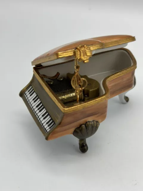 Limoges France Grand Piano Musical Trinket Box Limited Numbered #80 Of 1000 RARE