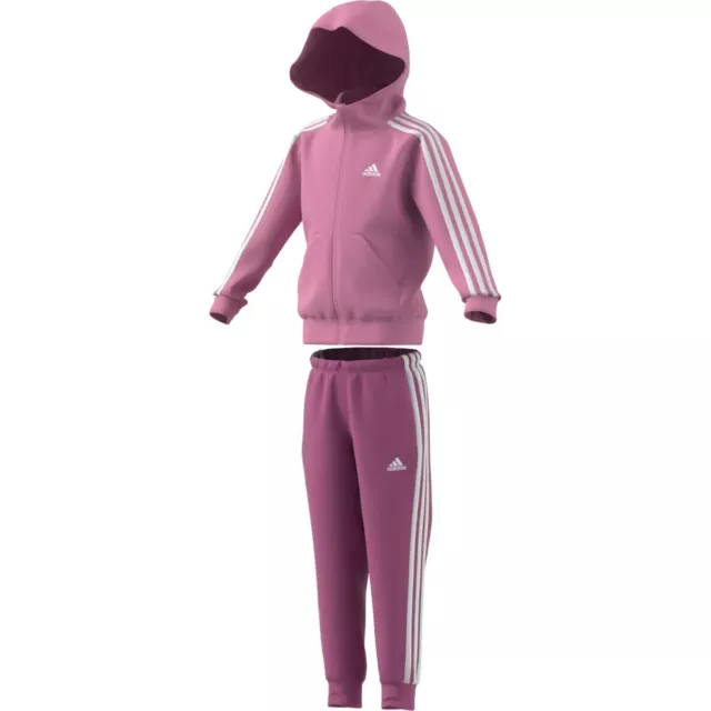 Tuta Adidas Bambina Rosa Acetato IC3842 con Cappuccio Cerniera Tasche Polsino