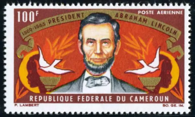 MI2 Kamerun Cameroon nº A 64 1965 Hundertjahrfeier Tod Abraham Lincoln Bildnis