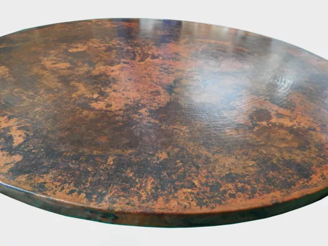 Mexican Round Copper Table Top Hand Hammered 48 Inches Stained Patina Table 3