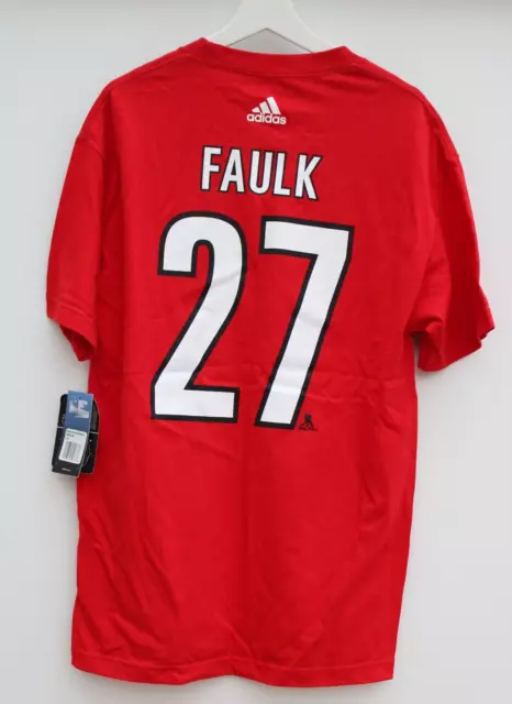 CAROLINA HURRICANES T Shirt Red Adidas NHL #27 Faulk Ice Hockey Mens Large L