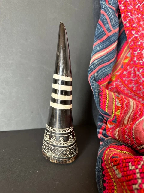 Old Carved & Inlaid Horn Paper Weight …beautiful collection and display piece