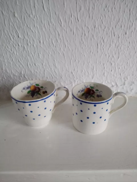 Copeland Spode Polka Dot 2 X Odd Small Coffee Cups .