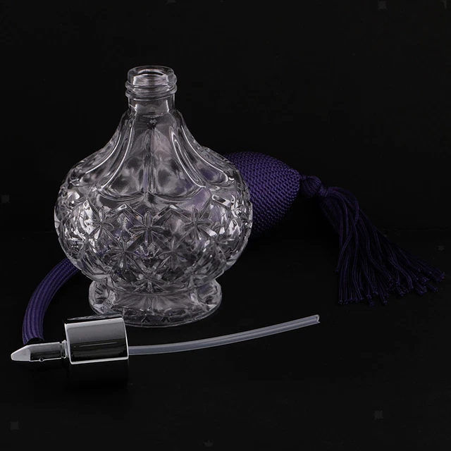 Bouteille De Parfum Vide En Verre Cristal Vintage 10,5x6,5 Cm Avec Vaporisateur - Neuf