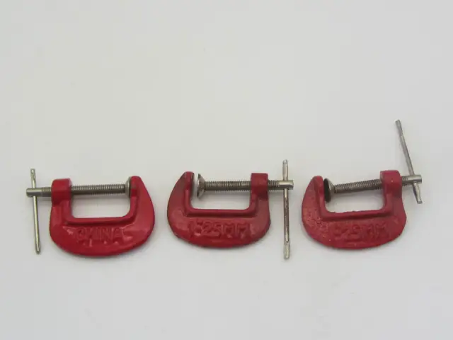 Lot of 3 Red C Clamps 1”