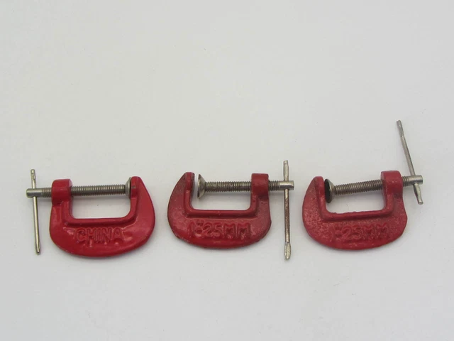 Lot of 3 Red C Clamps 1”