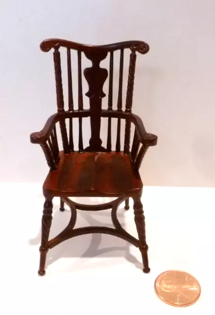 Bespaq Dollhouse Miniature "Windham" Arm Chair 2835 Mahogany