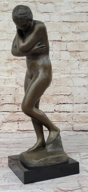 Détail De Rodins Veille 100% Véritable Fonte Bronze Sculpture Marbre Base Figure 3