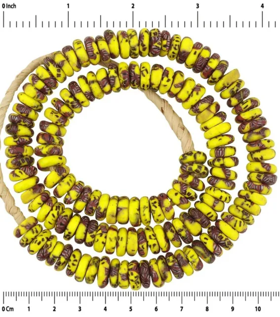 Handmade disks recycled seed beads African ceremonial necklace Krobo Ghana