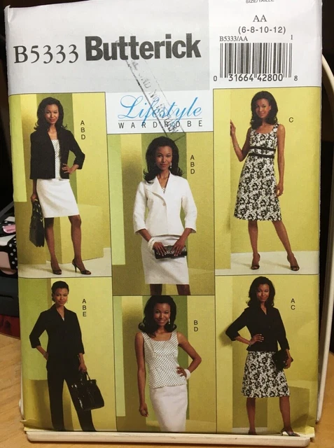 Butterick Sewing Pattern 5333 Misses Jacket, Top, Dress, Skirt, Pants Uncut