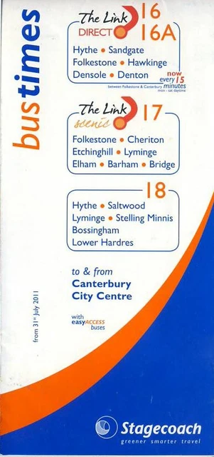 STAGECOACH EAST KENT Bus Timetable (N110731) 16-18 Folkestone ...