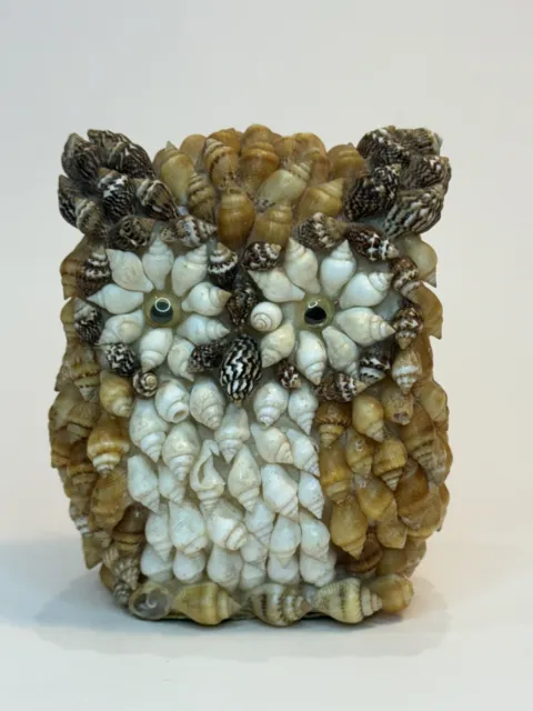 Vintage Sea Shell Owl Figurine Art Beach Coastal Decor 3”