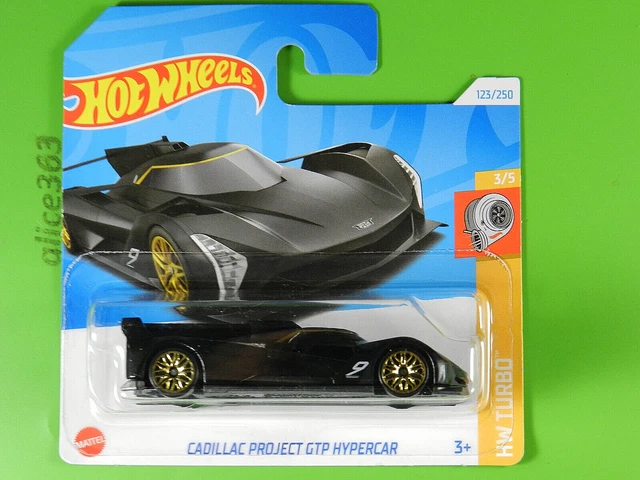 Hot Wheels Cadillac Project GTP Hypercar - Échelle 1:64, Série HW Turbo, Carte Courte, Noir, Mattel 2024