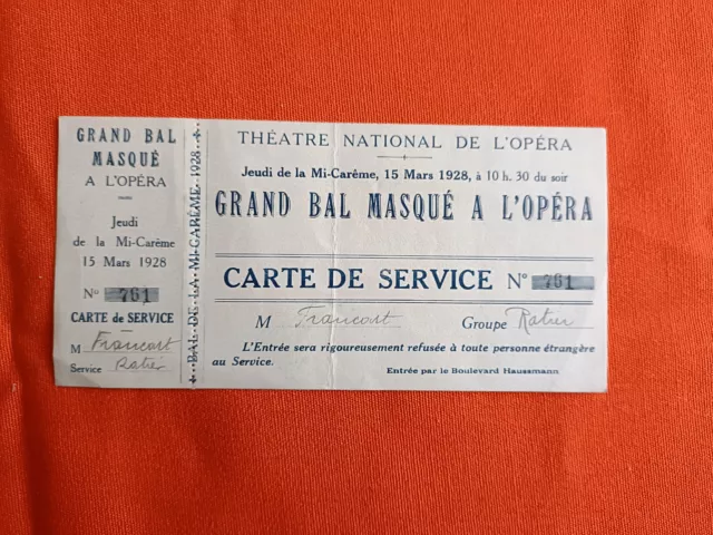 Grand bal masqué à l'Opéra- Théatre National de l'Opéra Paris - Mi Carême - 1928