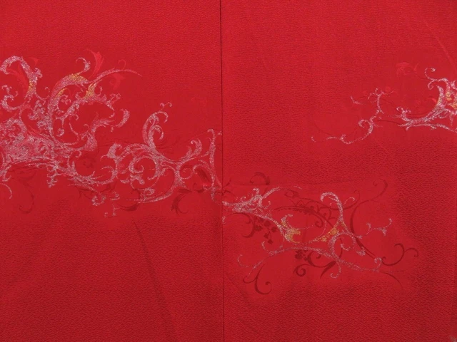 3228T13z440 Vintage Japanese Kimono Silk HAORI  Dark red 3