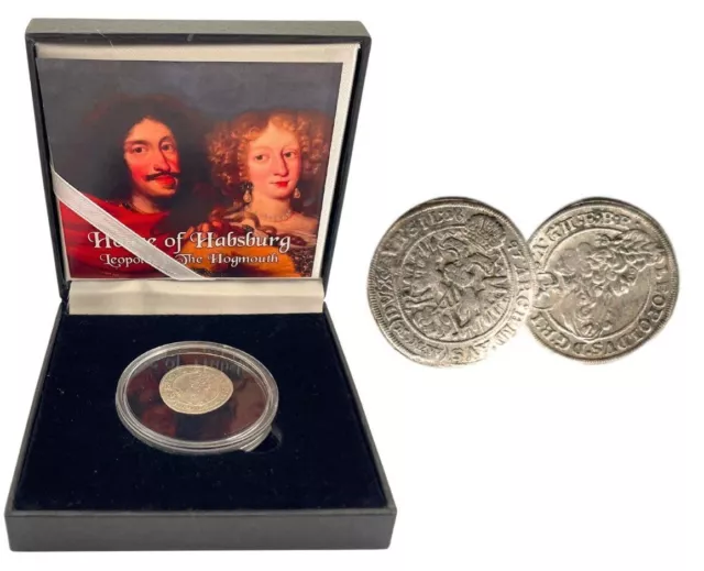 Austria Leopold the Hogmouth Silver 3 Kreuzer Coin in Display Box