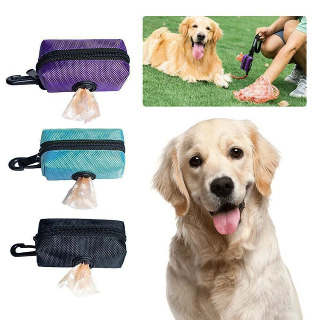 Dog Pet Puppy Poo Poop Waste Bag Dispenser Holder Scoop Fabric Container Zipped♡