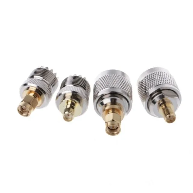 SMA to UHF RF PL259 Male / SO239 Female Antenna Connector Adapter x 4 Piece Set