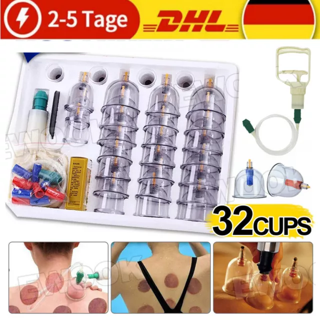 SCHRÖPFEN SET VAKUUM MASSAGE MIT 32 SCHRÖPFGLÄSER- Cupping Set Saugglocken