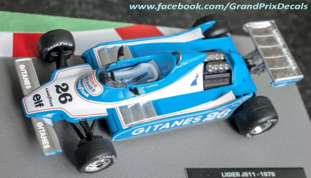 DÉCALCOMANIES Collection Ligier JS11 GITANES Glissement aquatique DÉCALCOMANIES Échelle 1:43 1979 Laffite 3