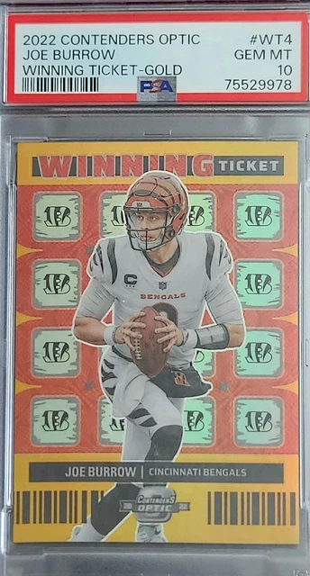 2022 Panini Contenders Optic Winning Ticket WT-4 Joe Burrow Gold #1 /10 PSA 10