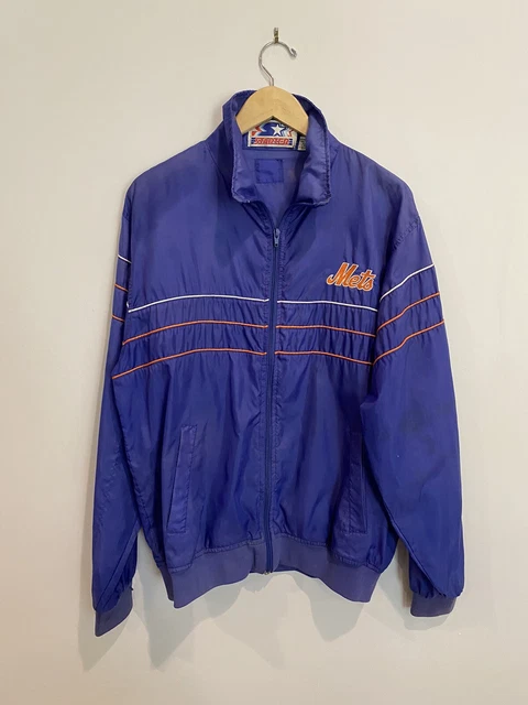 NY Mets Vintage Jacket Starter Windbreaker Full Zip Blue Lightweight