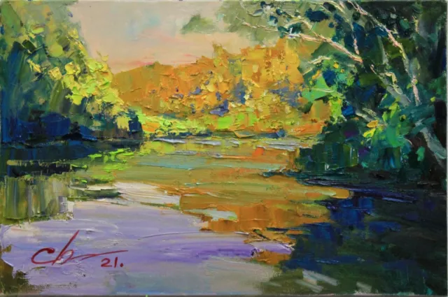 Plein air painting Original art Impressionism Oil on canvas by S. Chernyakovsky