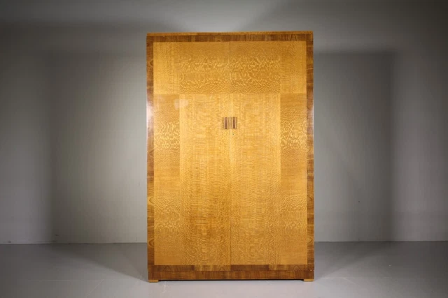 Heals of London 1920’s Silky Oak Double Wardrobe – Splits Up