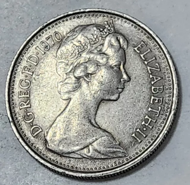 United Kingdom 🇬🇧 Five (5) Pence Coin 1970 (Queen Elizabeth Ii)