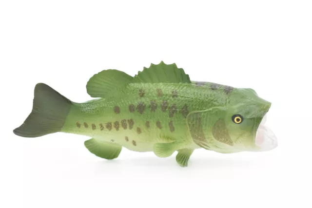 Largemouth Bass, Fish, Realistic Rubber Model, Hand Painted Toy Figurine 6"