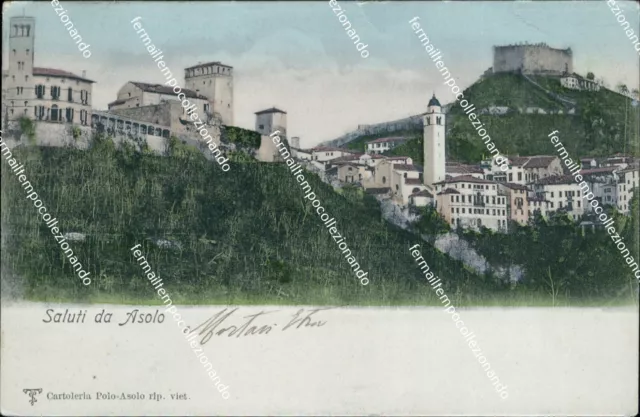 ce545 cartolina saluti da asolo provincia di treviso veneto